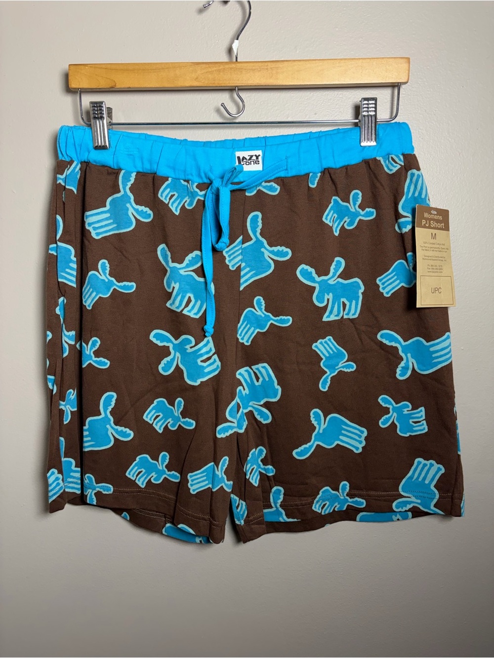 Lazy One PJ Shorts brown with moose print NWT